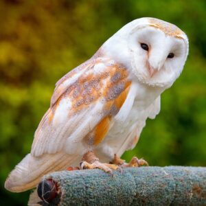 barn owl on perch outside